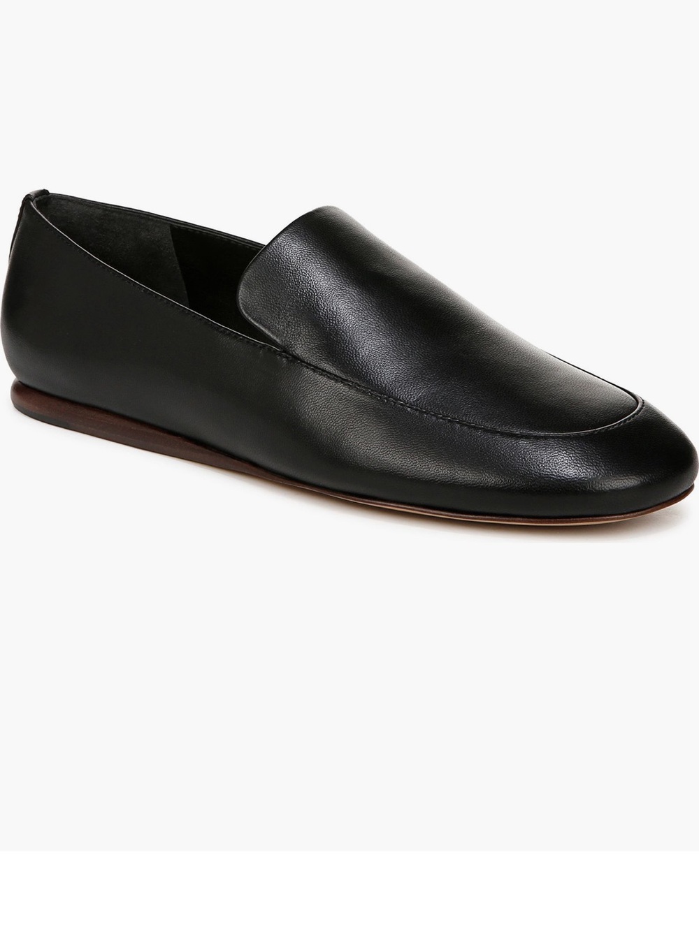 Vince Devon Flat Black Leather Slip-On Loafers
